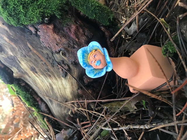 Tête de bébé en céramique, couleur bleue